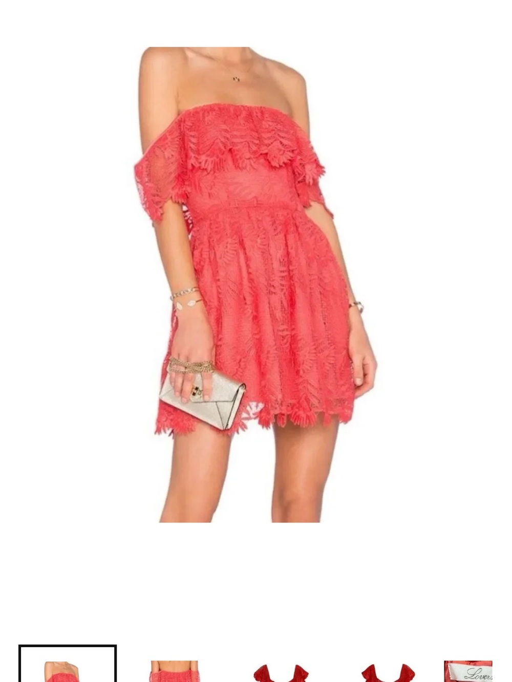 Lovers + Friends Coral Strapless off shoulder women’s Lace Dress medium